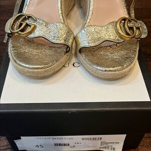 Gucci Gold Espadrilles with Interlocking G Design
